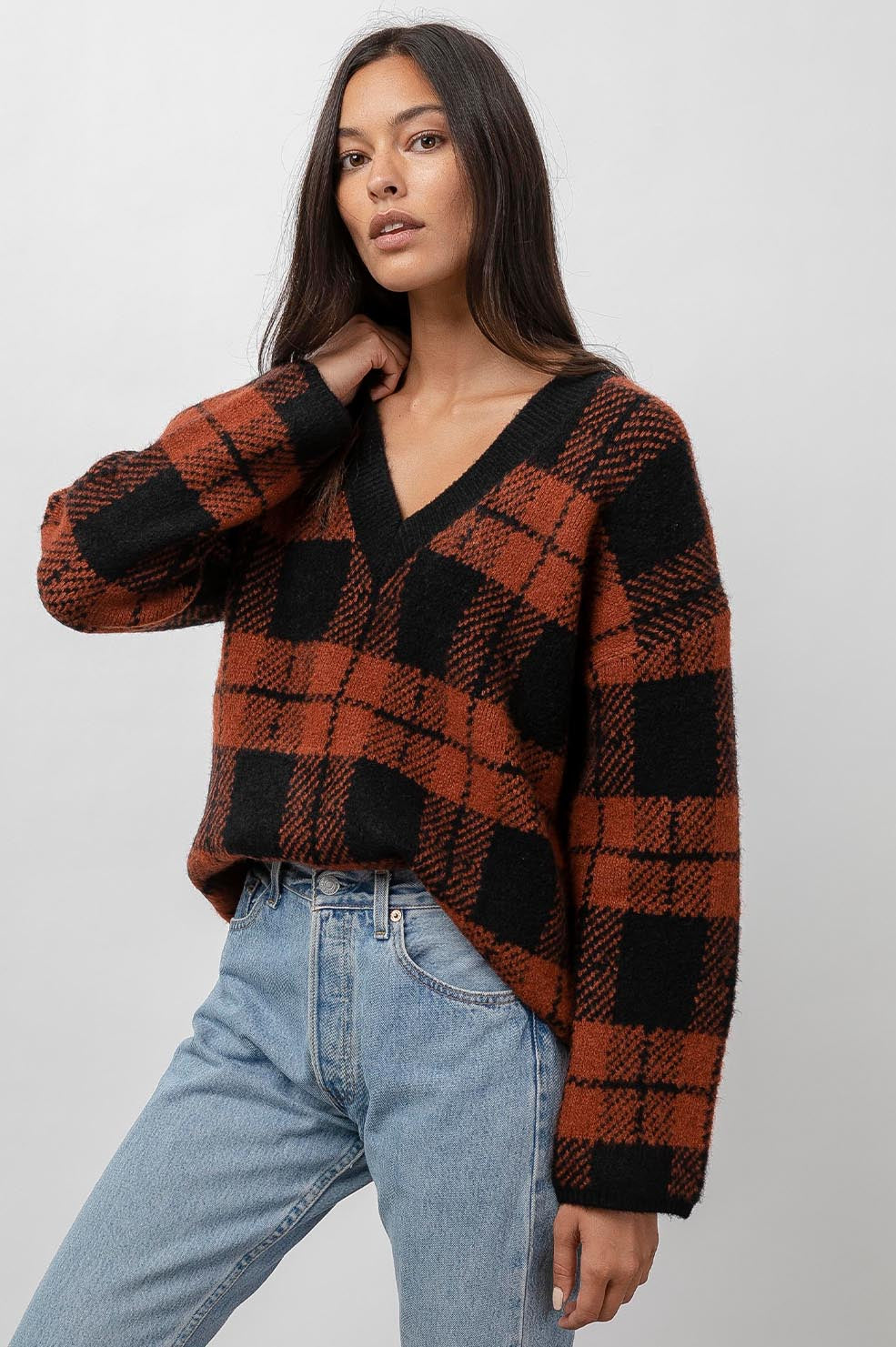 Colleen Rust Black Plaid Knit