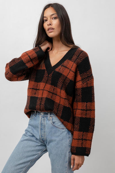 Colleen Rust Black Plaid Knit