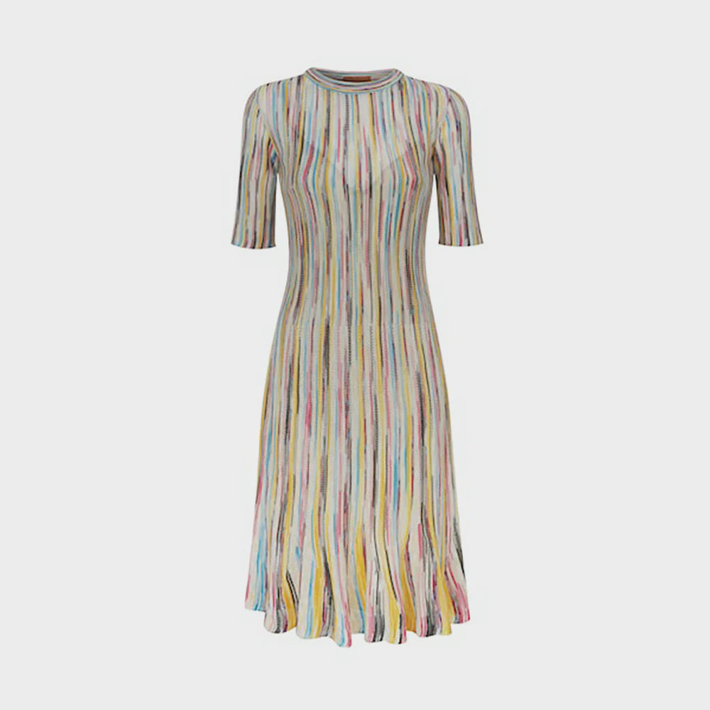 SPACE DYE SHORT SLEEVE DRESS IN MULTICOLOUR