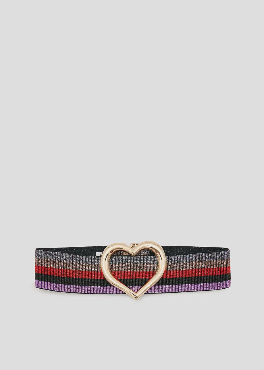 Multicolored striped belt with heart-shaped embellishment Emoolana