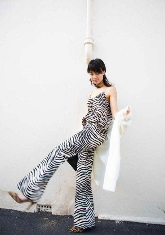 Erika Zebra Wide Leg Pant Dry Desert Print