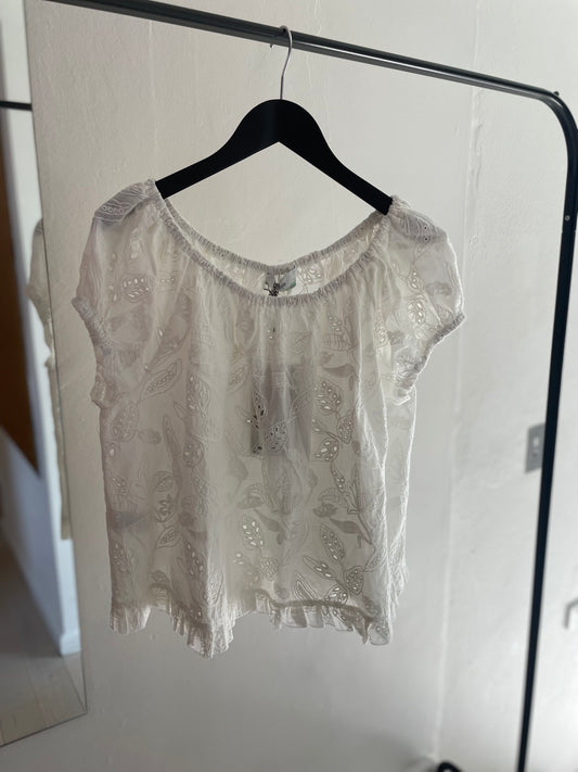 White Cotton Blouse - size S