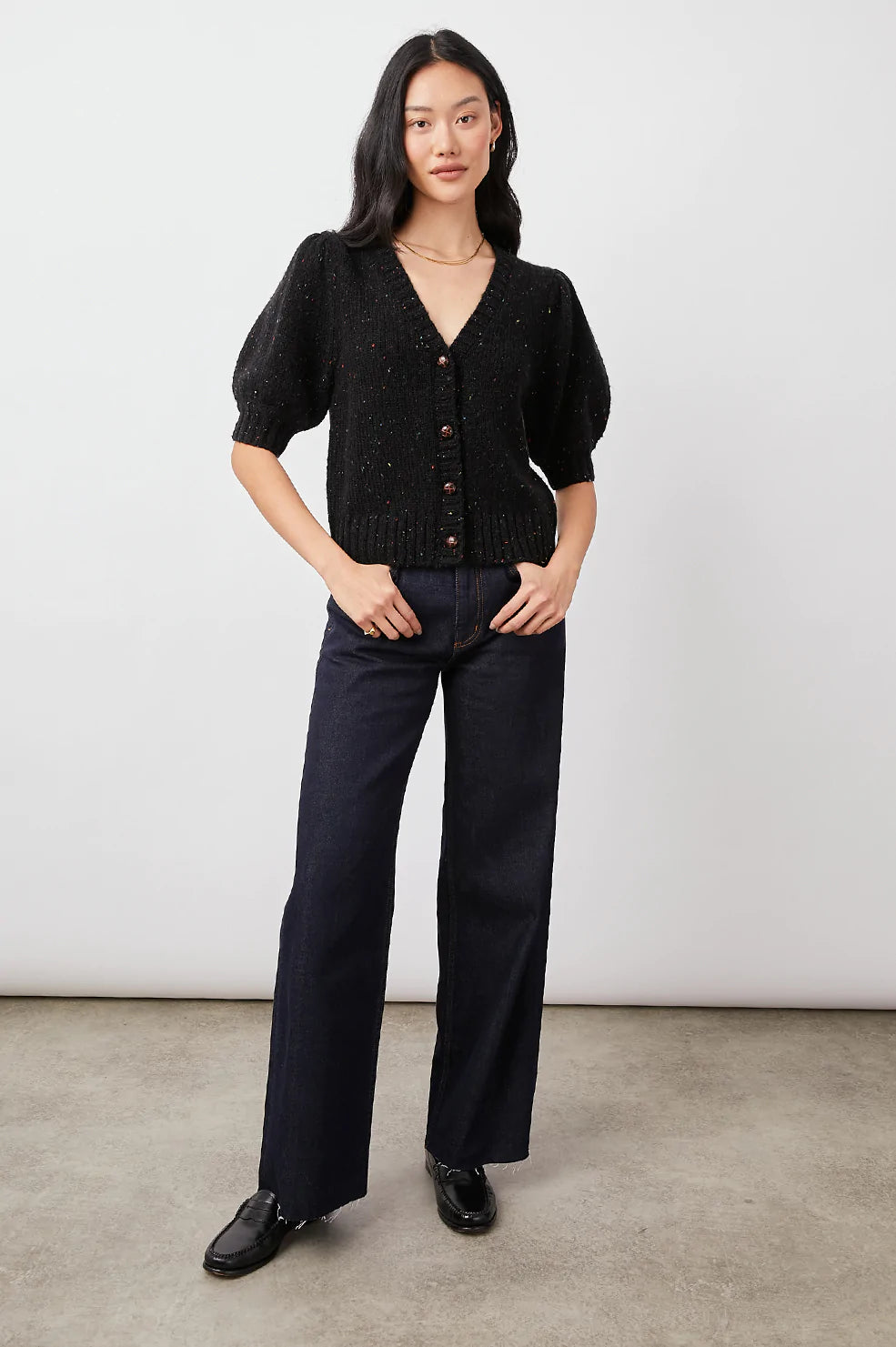 Isla Cardigan- Black Confetti