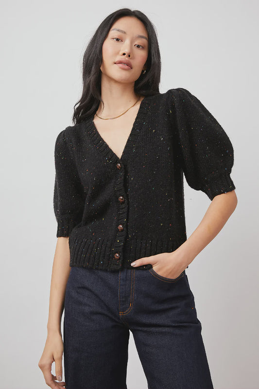 Isla Cardigan- Black Confetti