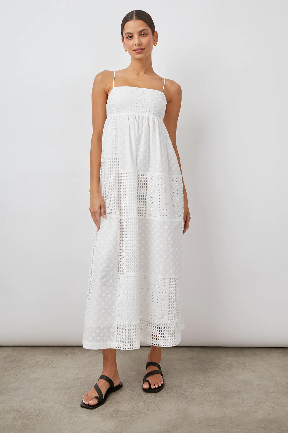 Lucille White eyelet mix dress