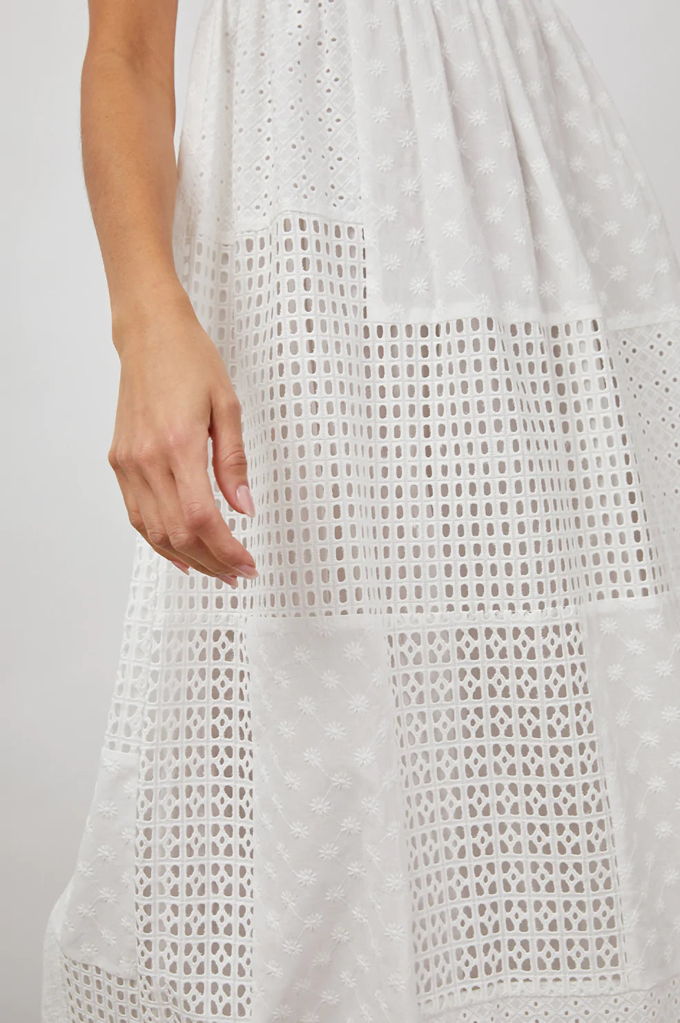 Lucille White eyelet mix dress
