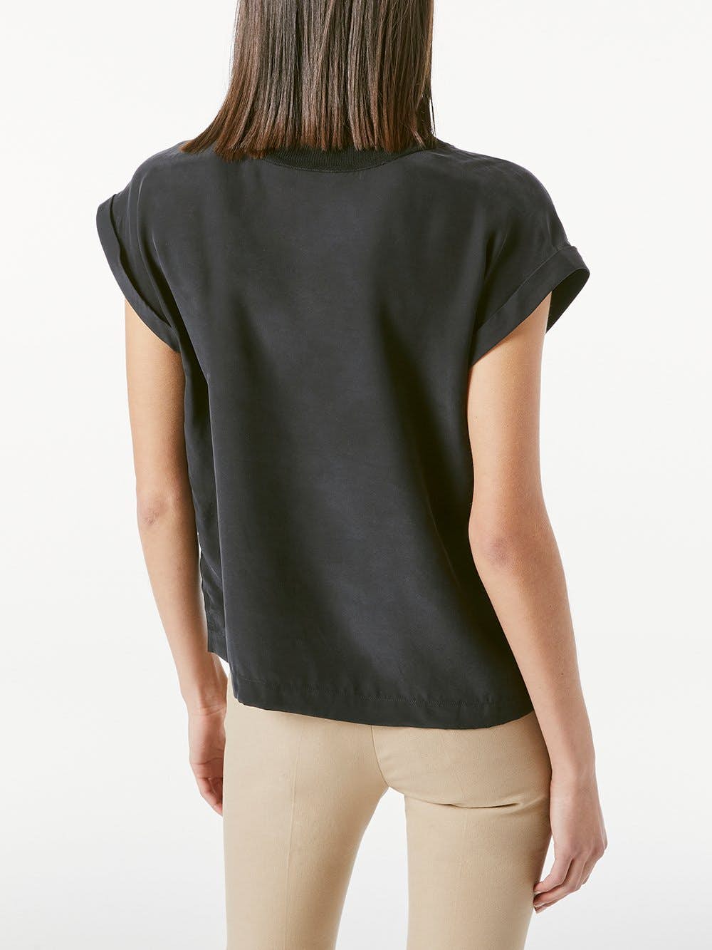 Washable Silk Oversized Tee Noir