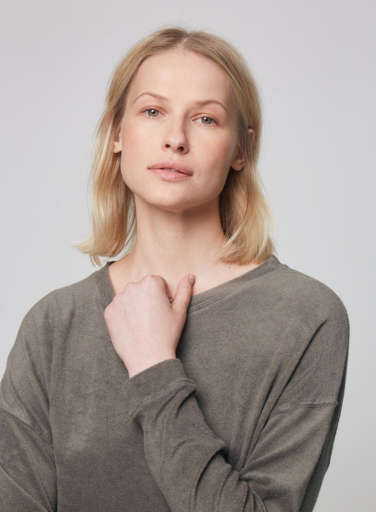 Khaki Boat Neck Sweater