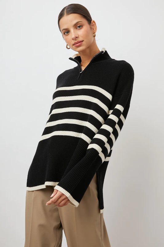 Tessa Onyx Ivory Stripe Sweater