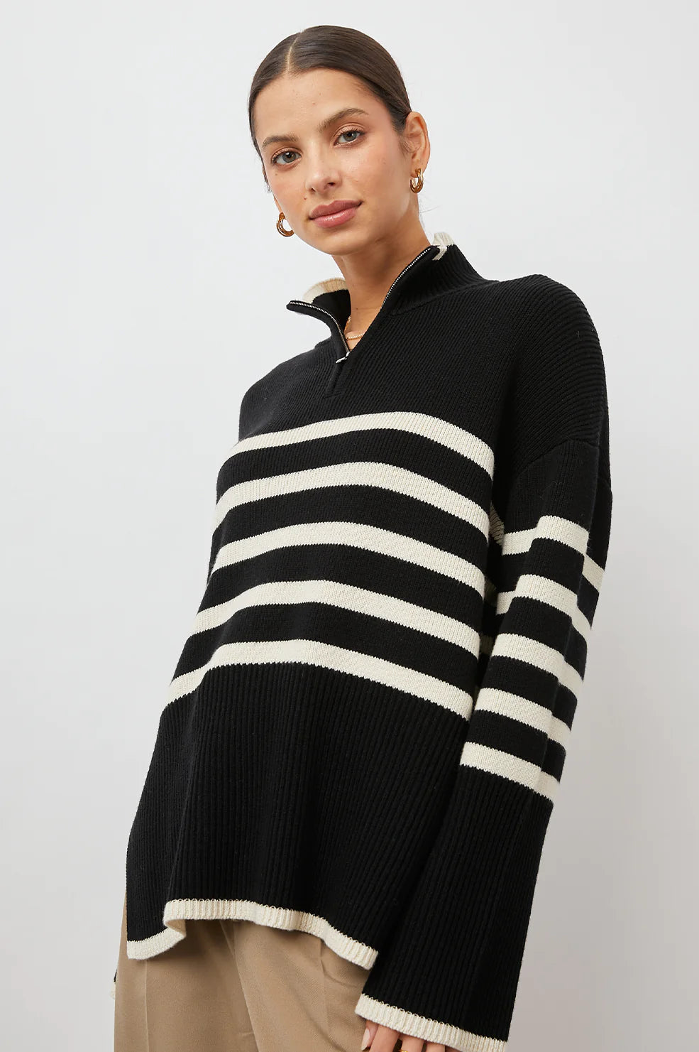 Tessa Onyx Ivory Stripe Sweater