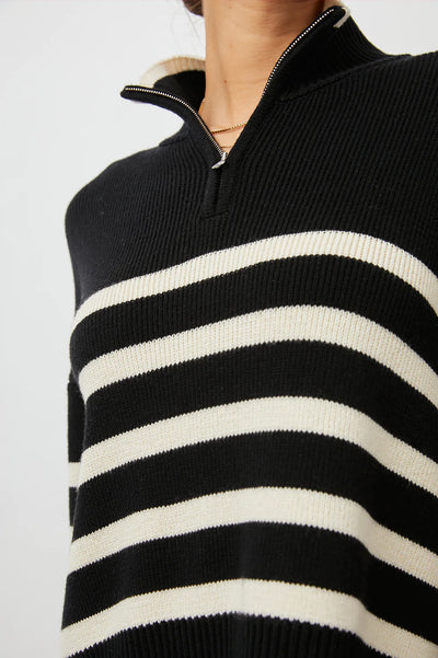 Tessa Onyx Ivory Stripe Sweater