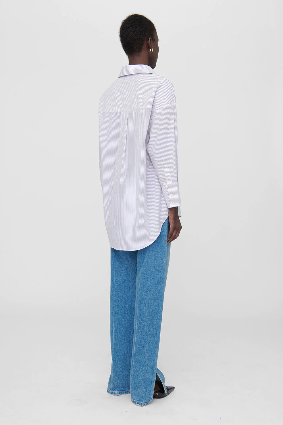 Mika Shirt- White and lavender stripe