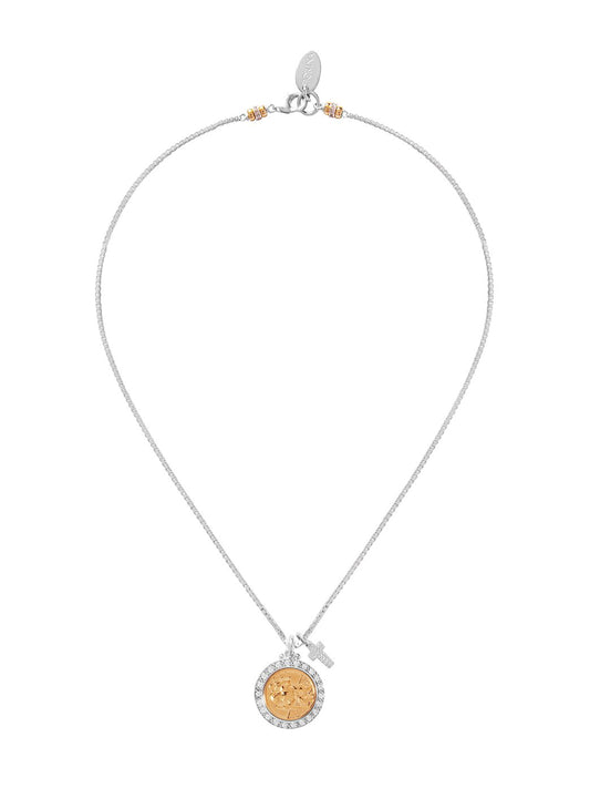 Medallion Necklace St Christopher Cross