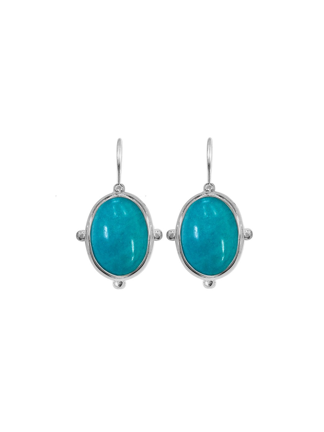 Oval Button Earrings - Amazonite