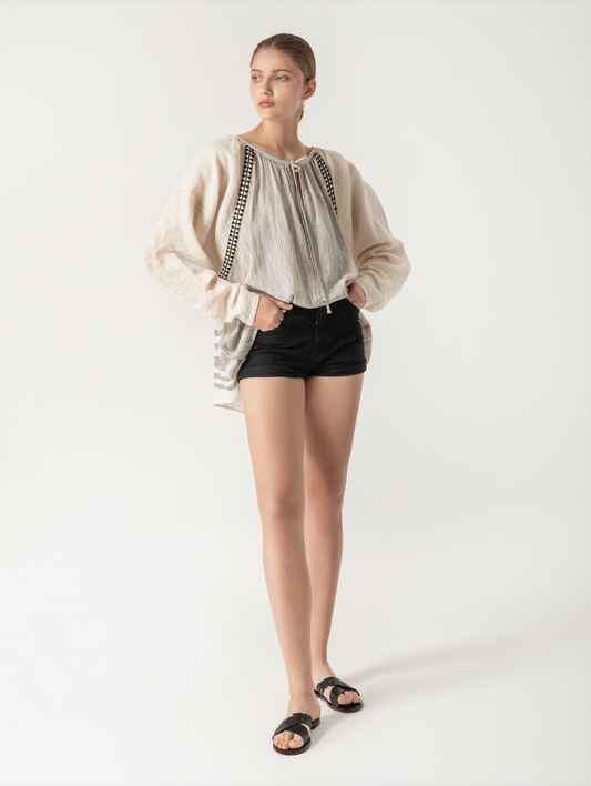 Striped Black/White Blouse - 0/S