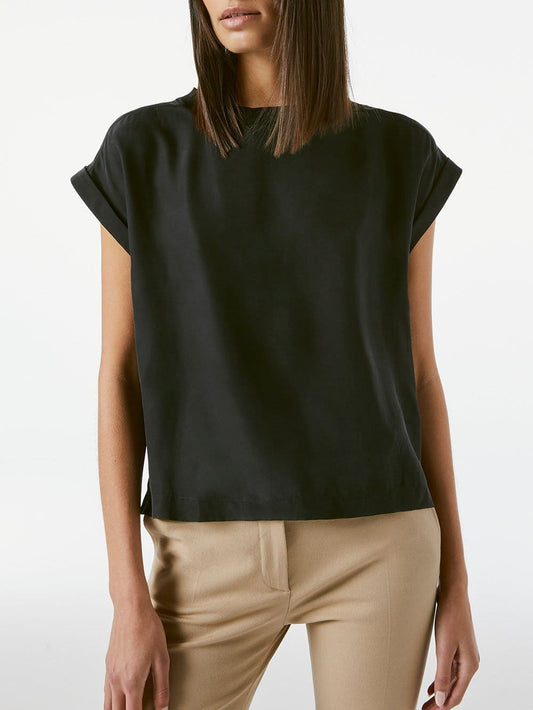 Washable Silk Oversized Tee Noir