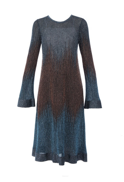 Long Sleeve lurex 2 tone Dress