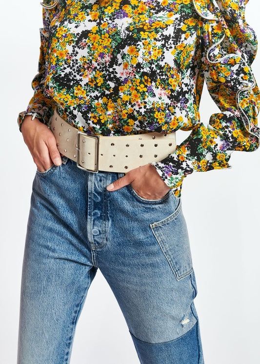 Zisniwar Studded Belt off white