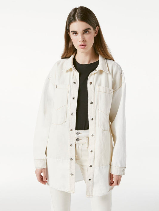 Oversized Shirt Jacket Vintage White Multi
