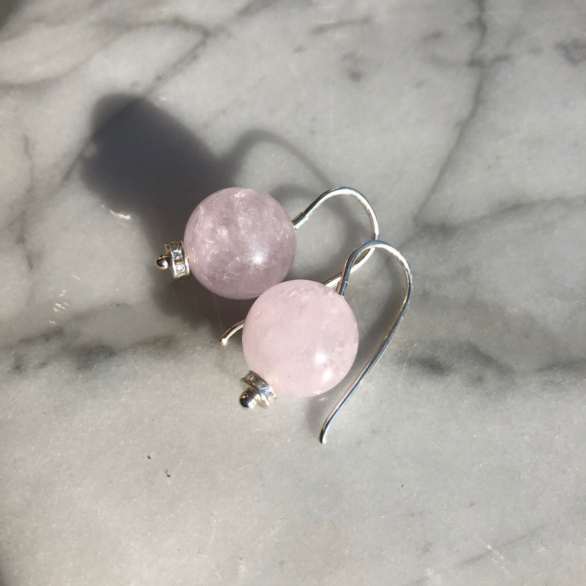 Ball Earrings Soft Pink Rose Quartz