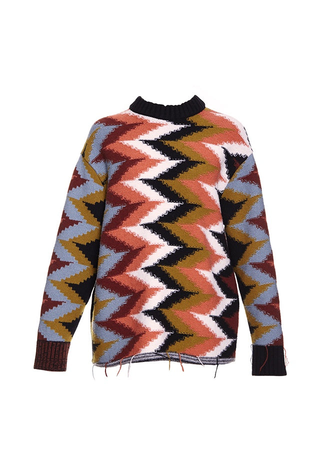 Patterned Crew Neck Jumper
