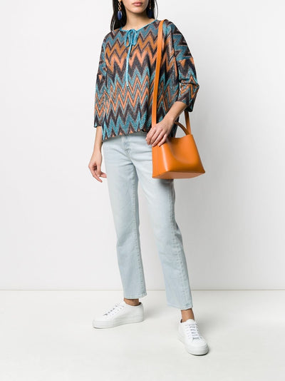 Chevron Lurex-Knit Blouse