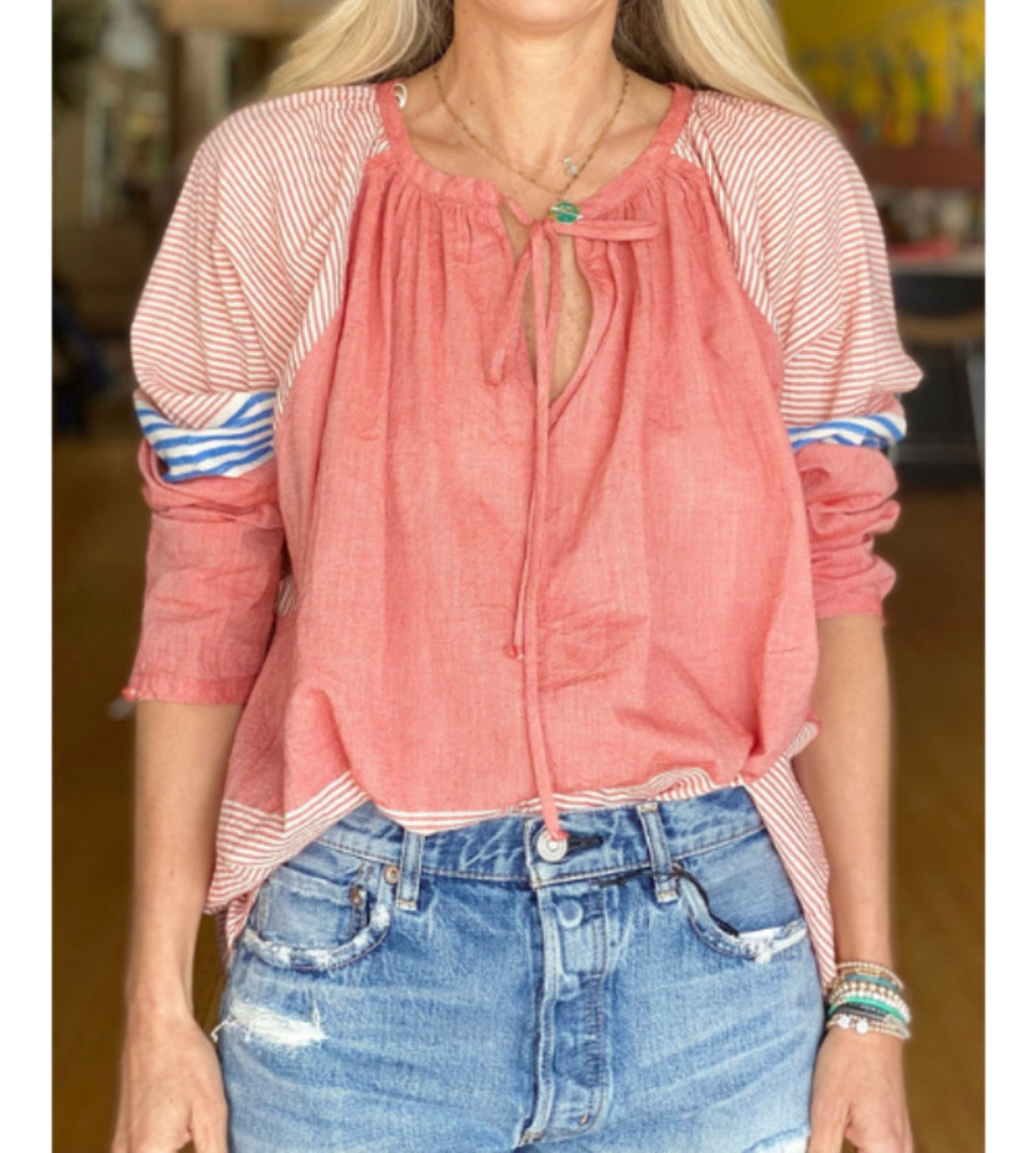 Malaga Stripe Cotton Blouse