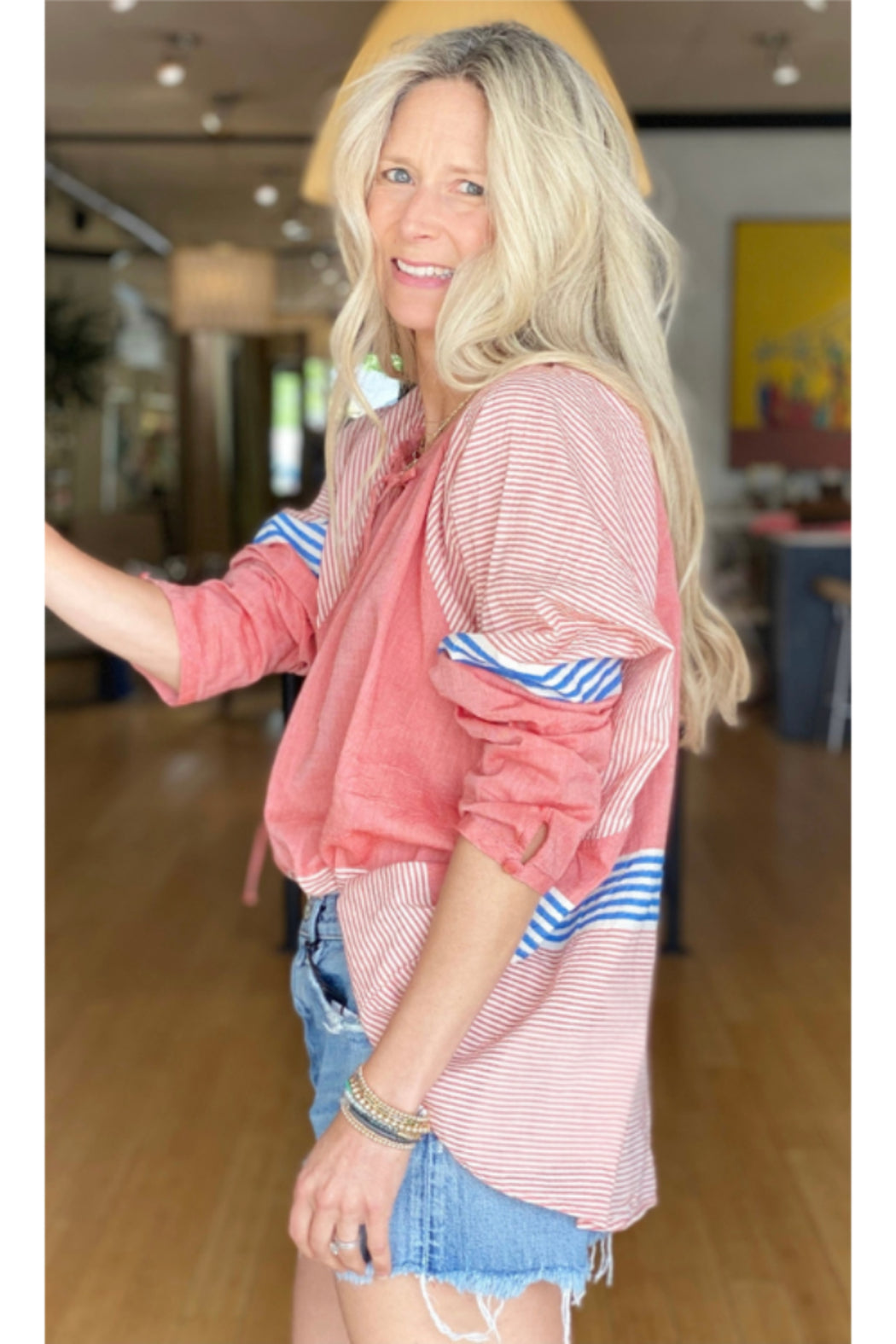 Malaga Stripe Cotton Blouse