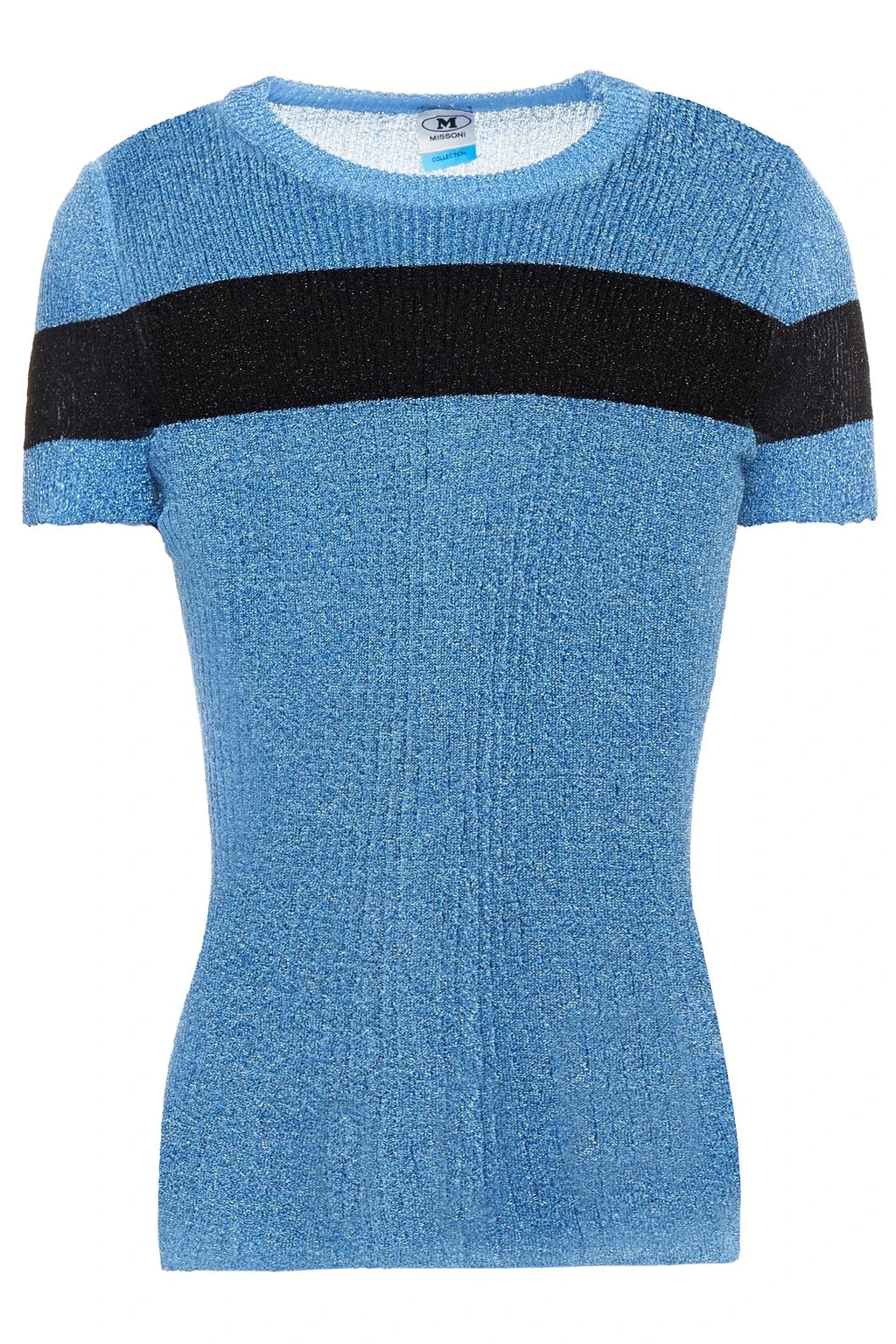 Metallic Striped Ribbed-Knit Top